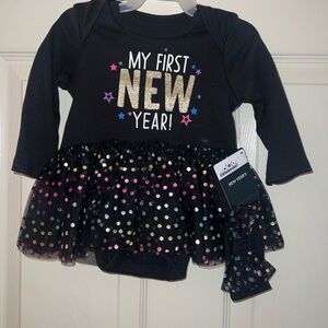 Black 'My First New Year' Baby Outfit